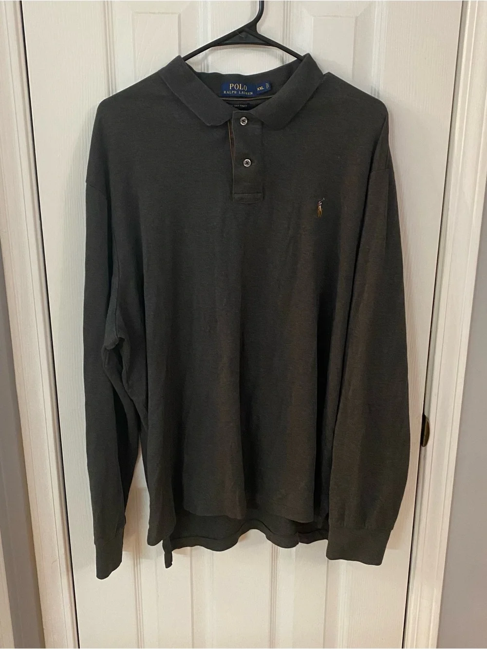 Polo Ralph Lauren Pima Soft Touch Long Sleeve Polo Shirt XXL Gray Classic Pony